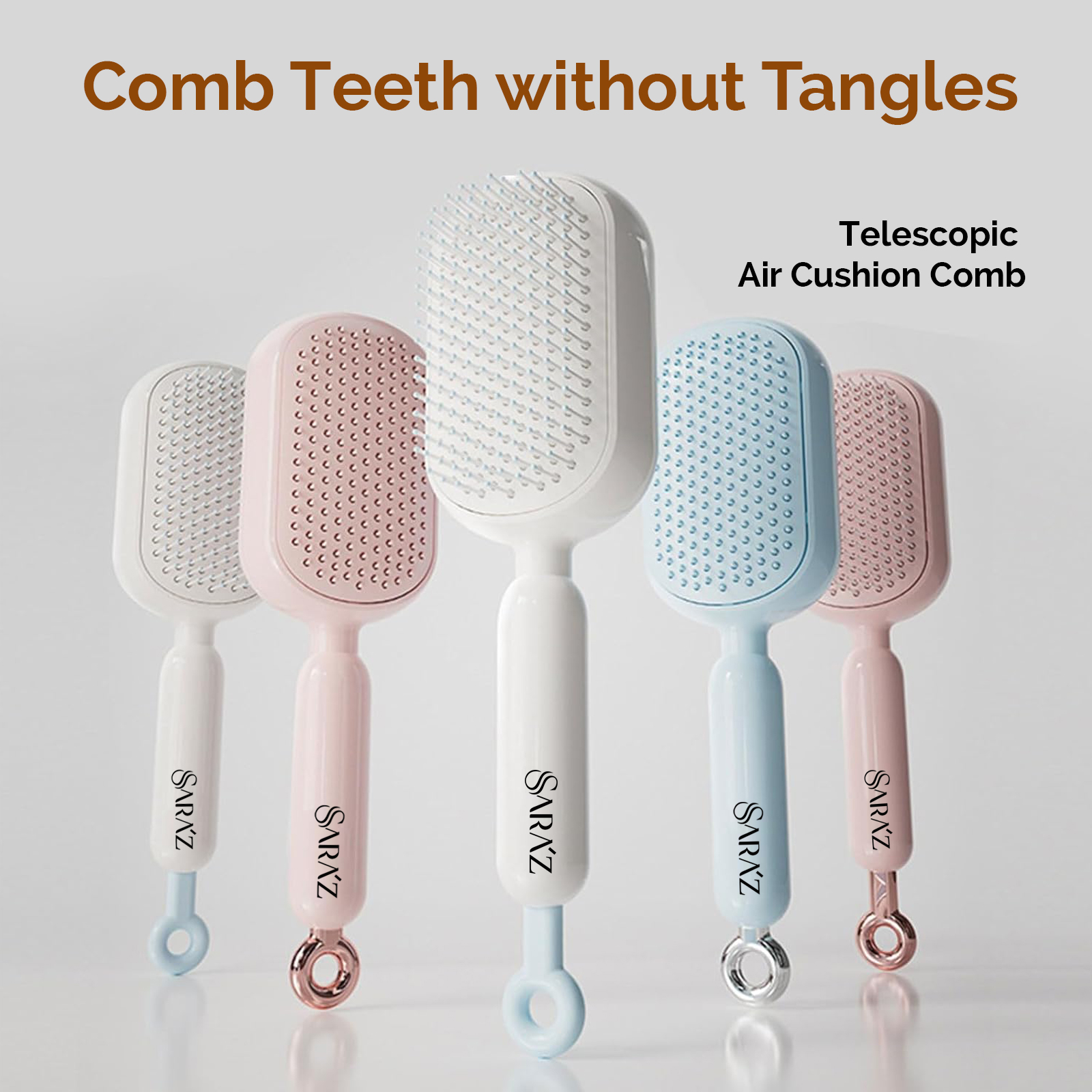 Sara’z™ Self Cleaning Hair Brush with Retractable Bristles & Air Cushion, Anti-Static Detangling Brush for Women, Men and Salon Professionals Easy to Clean, Travel Friendly, All Hair Types (Blue) - Image 7