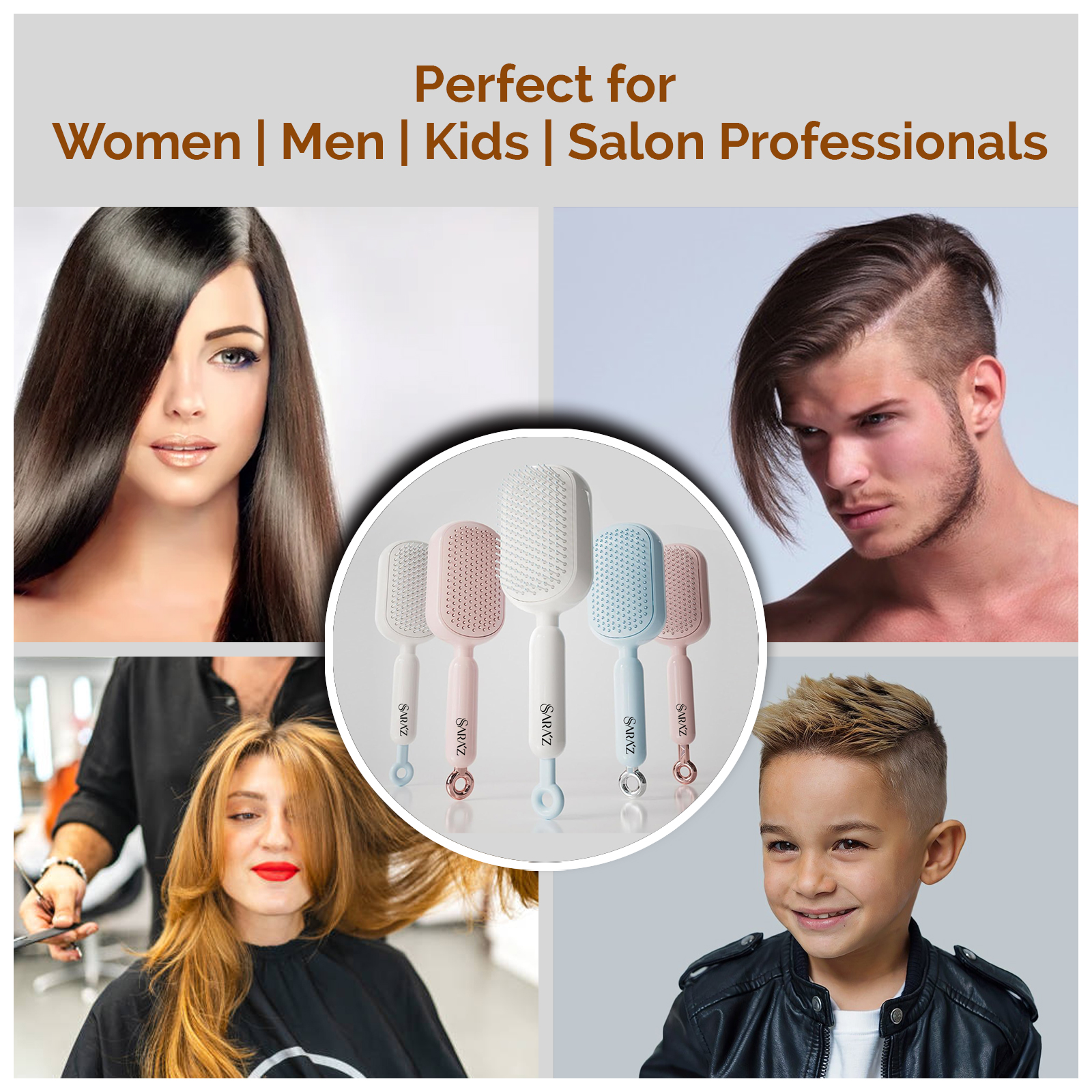 Sara’z™ Self Cleaning Hair Brush with Retractable Bristles & Air Cushion, Anti-Static Detangling Brush for Women, Men and Salon Professionals Easy to Clean, Travel Friendly, All Hair Types (Blue) - Image 8