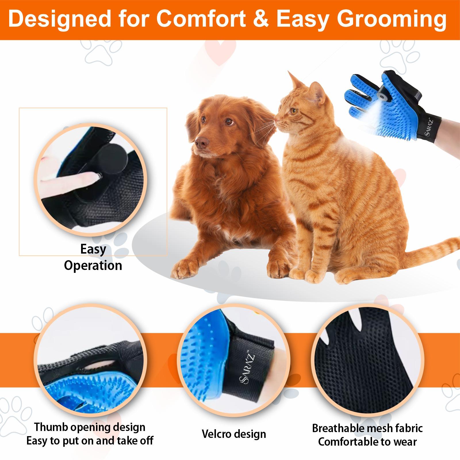 Sara'z™ Upgraded Spray Pet Grooming Glove with Built-In Mist Sprayer - Silicone De-Shedding & Massage Brush for Dogs & Cats - Image 8