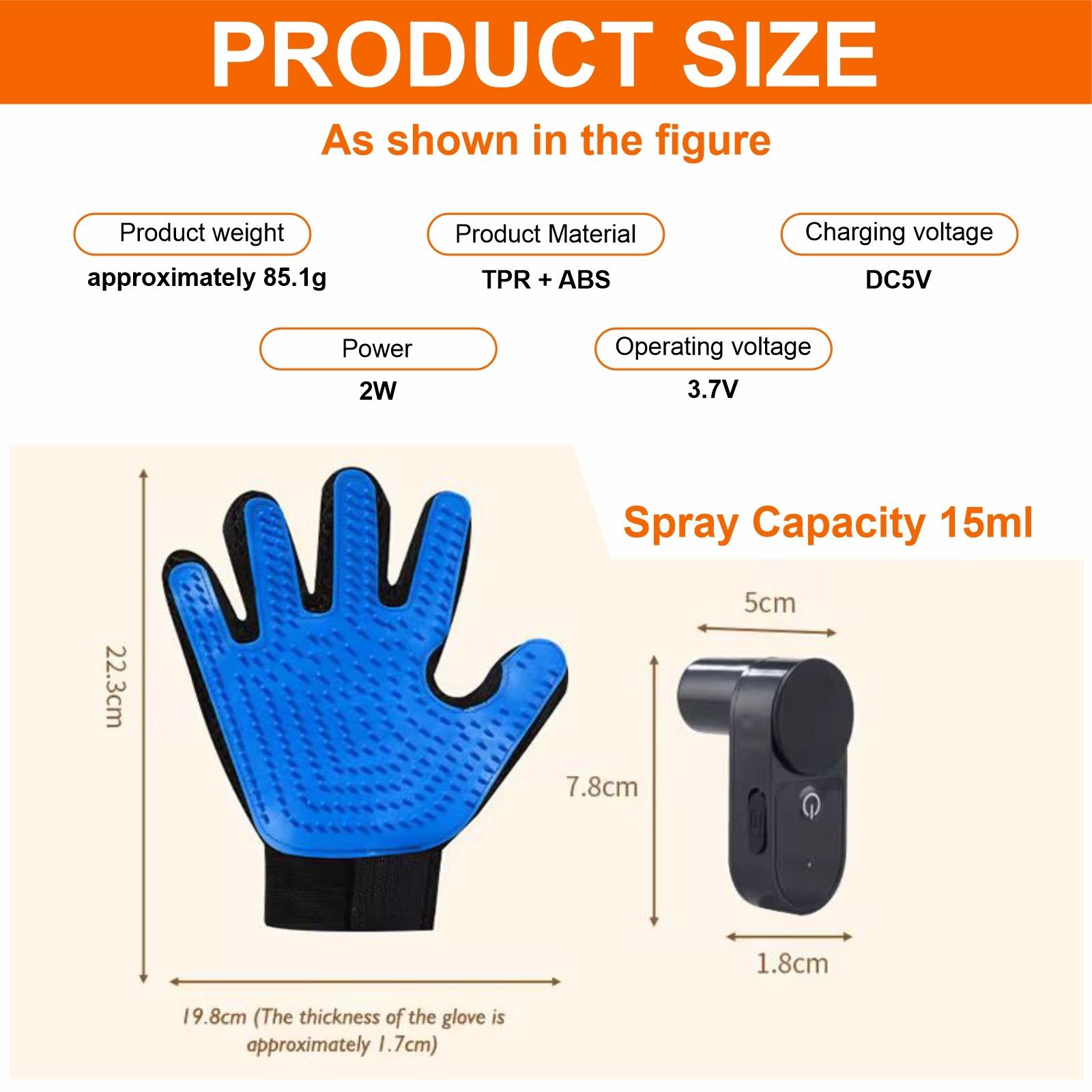 Sara'z™ Upgraded Spray Pet Grooming Glove with Built-In Mist Sprayer - Silicone De-Shedding & Massage Brush for Dogs & Cats - Image 5