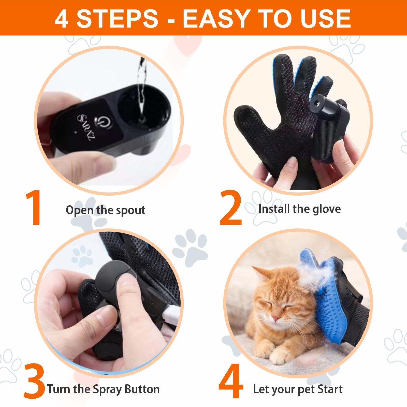 Sara'z™ Upgraded Spray Pet Grooming Glove with Built-In Mist Sprayer - Silicone De-Shedding & Massage Brush for Dogs & Cats - Image 9