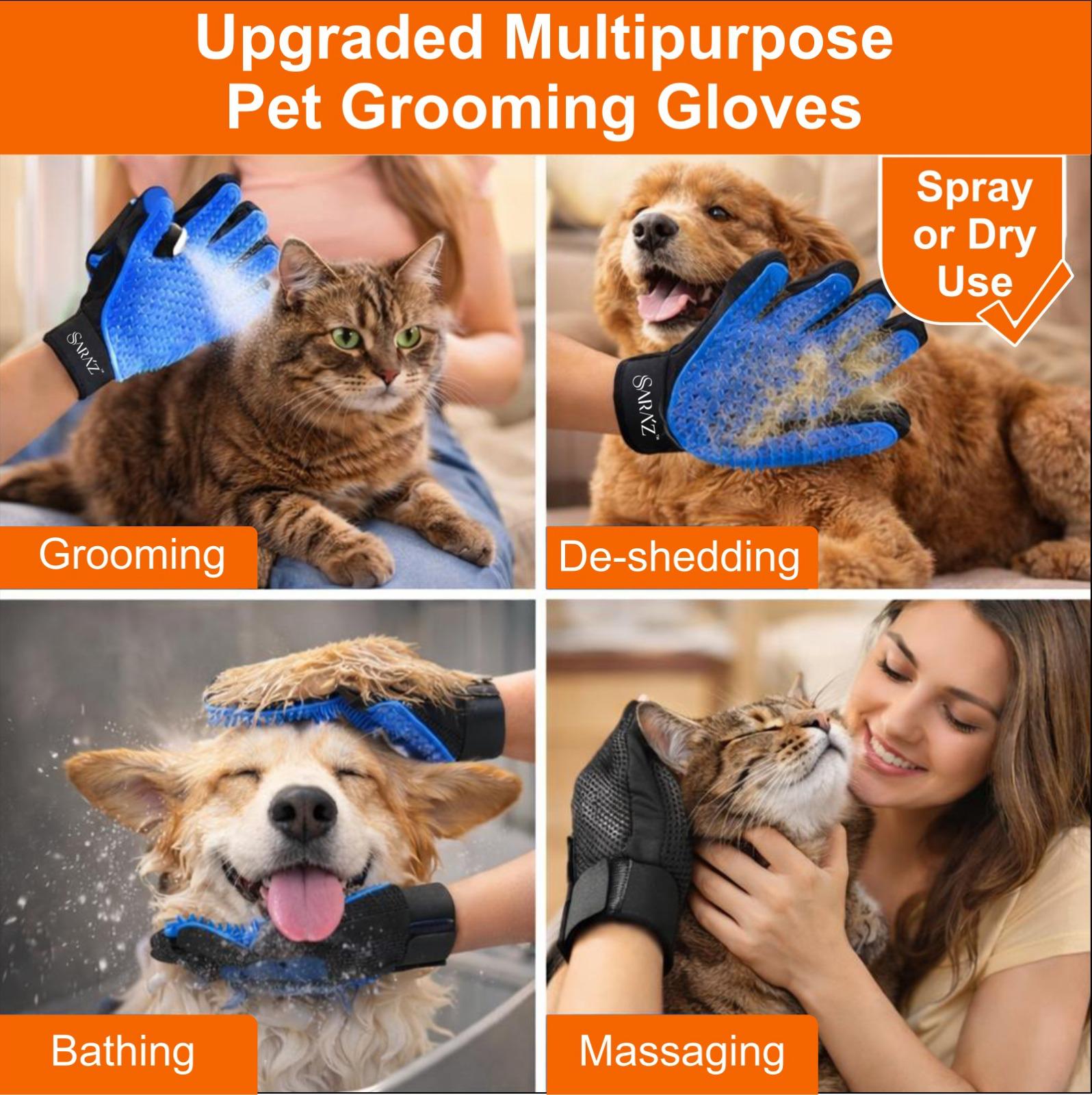 Sara'z™ Upgraded Spray Pet Grooming Glove with Built-In Mist Sprayer - Silicone De-Shedding & Massage Brush for Dogs & Cats - Image 7