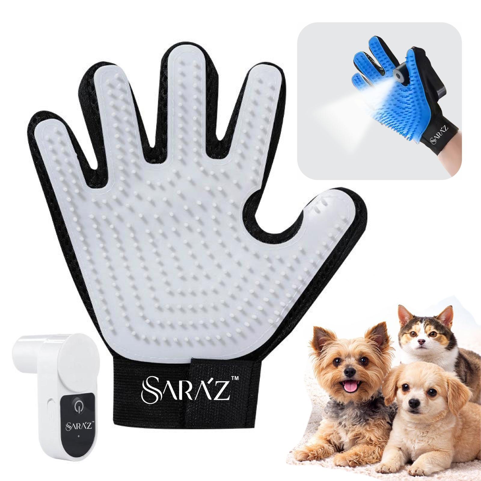 Sara'z™ Upgraded Spray Pet Grooming Glove with Built-In Mist Sprayer - Silicone De-Shedding & Massage Brush for Dogs & Cats - Image 3